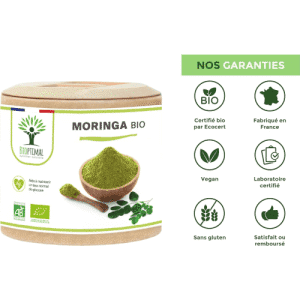 moringa bio – complément alimentaire 300 mg – 60 gélules vegan – vitalité, immunité & anti fatigue – fabriqué en france