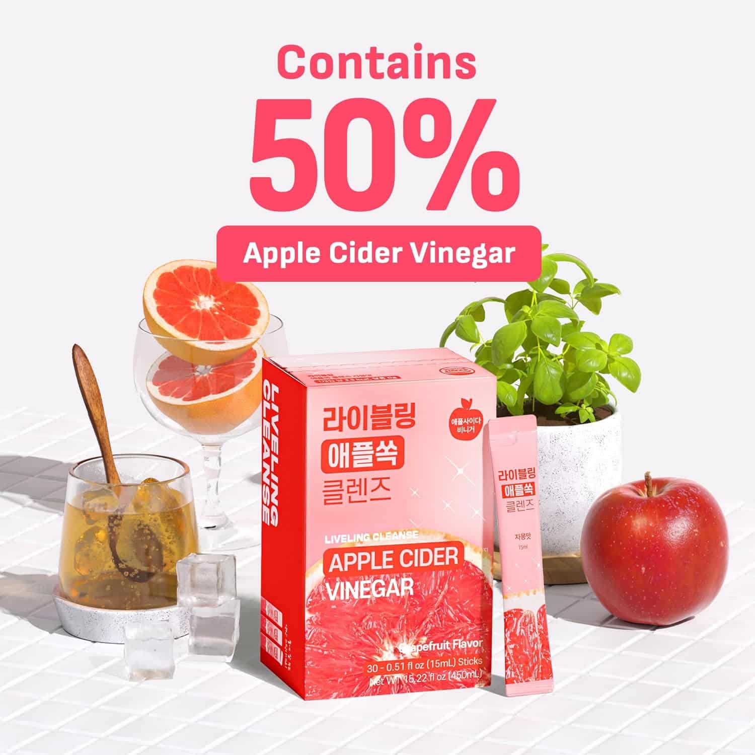 Vinaigre de Cidre de Pomme à Boire – 30 Sticks déjà dosés – Saveur Pamplemousse – Boisson – Image 5